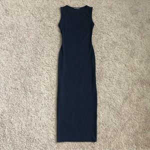 PrettyLittleThing Dark Navy Blue Ribbed Bodycon Midi Dress